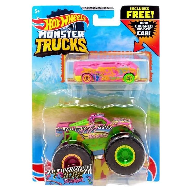 Monster Trucks Torque Terror Mattel 1:64 Rosa con coche gratis