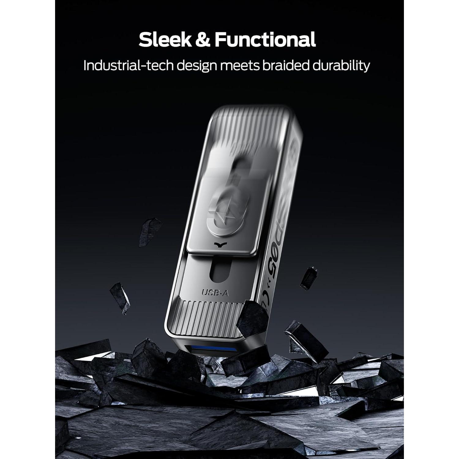 MOVE SPEED 128GB Solid State Drives with Dual Ports & Push-Pull Design — 560MB/s Read Speed, Type C + USB 3.2 Drive Portable ssd for iPhone 15/16/Android/Mac