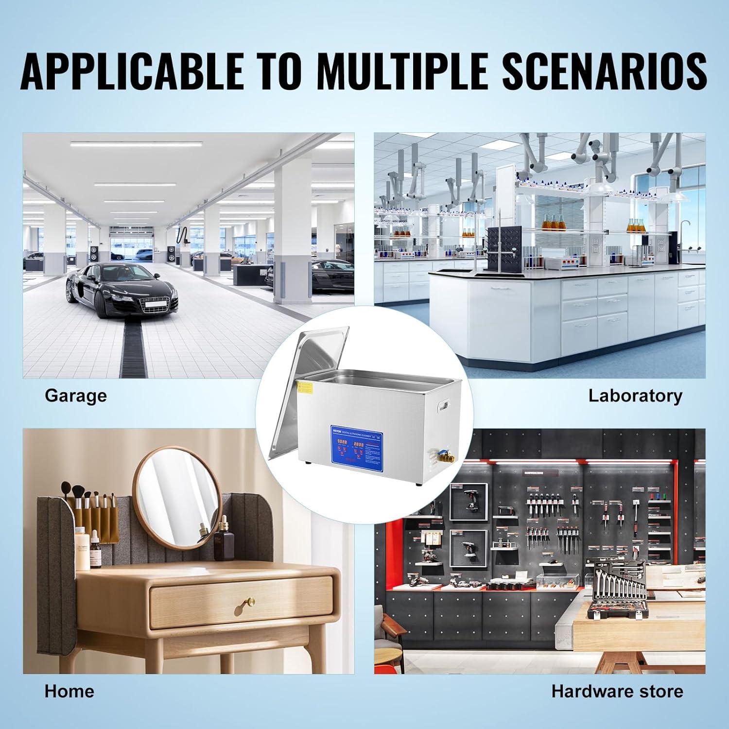 Limpiador Ultrasonido VEVOR 30L 1100W Digital Acero Inoxidable