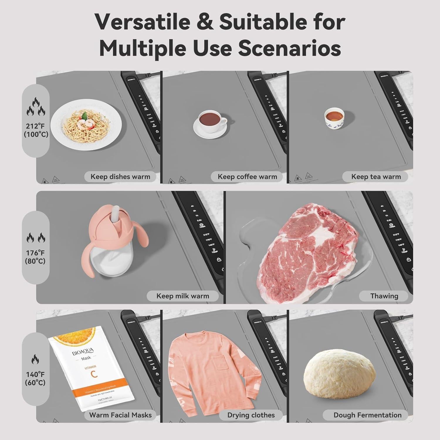 Alfombrilla Calentadora de Comida ZCJSHX 60.9x40.6cm Ajustable