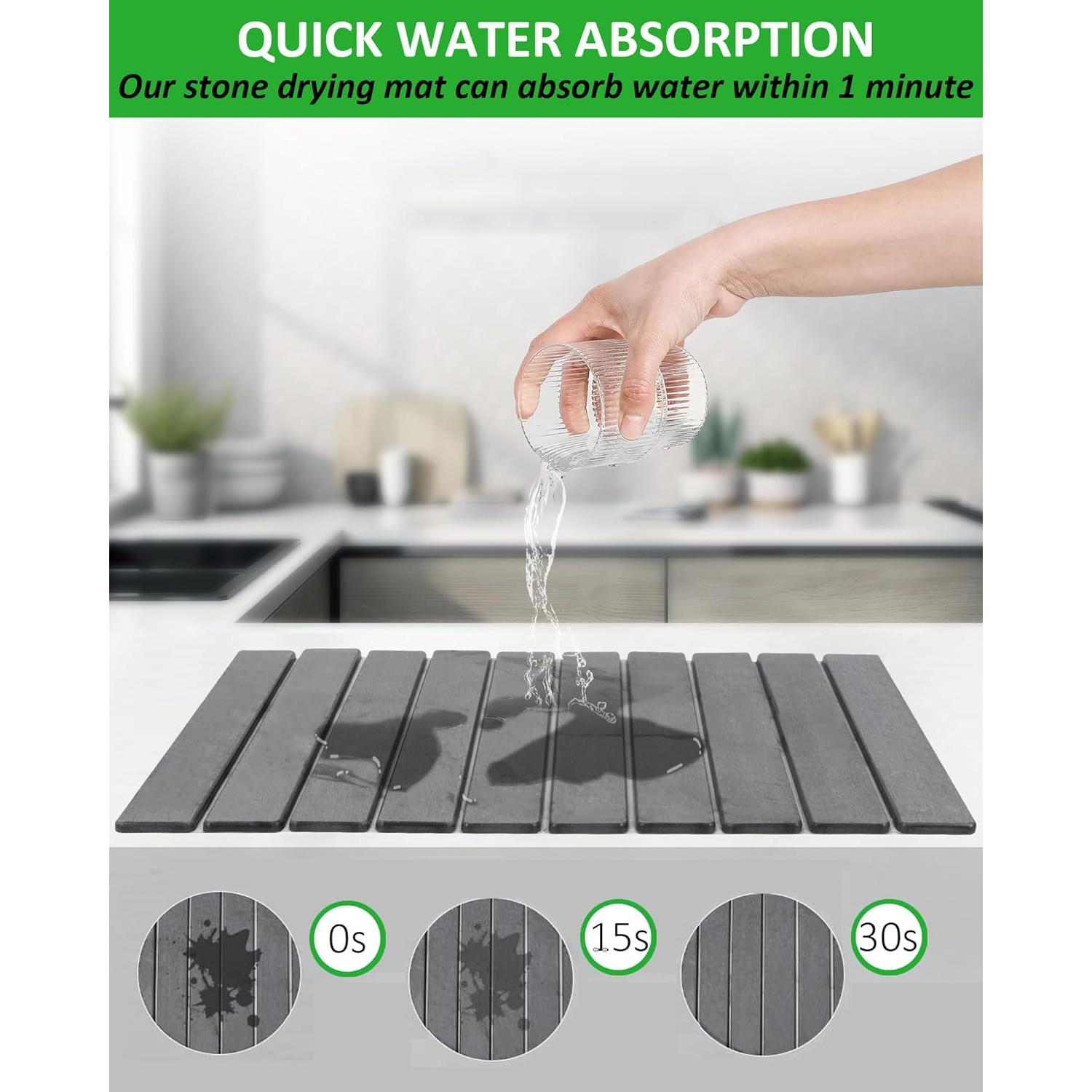 Alfombrilla de Secado de Platos Azorteja 60.96x40.64 cm Gris