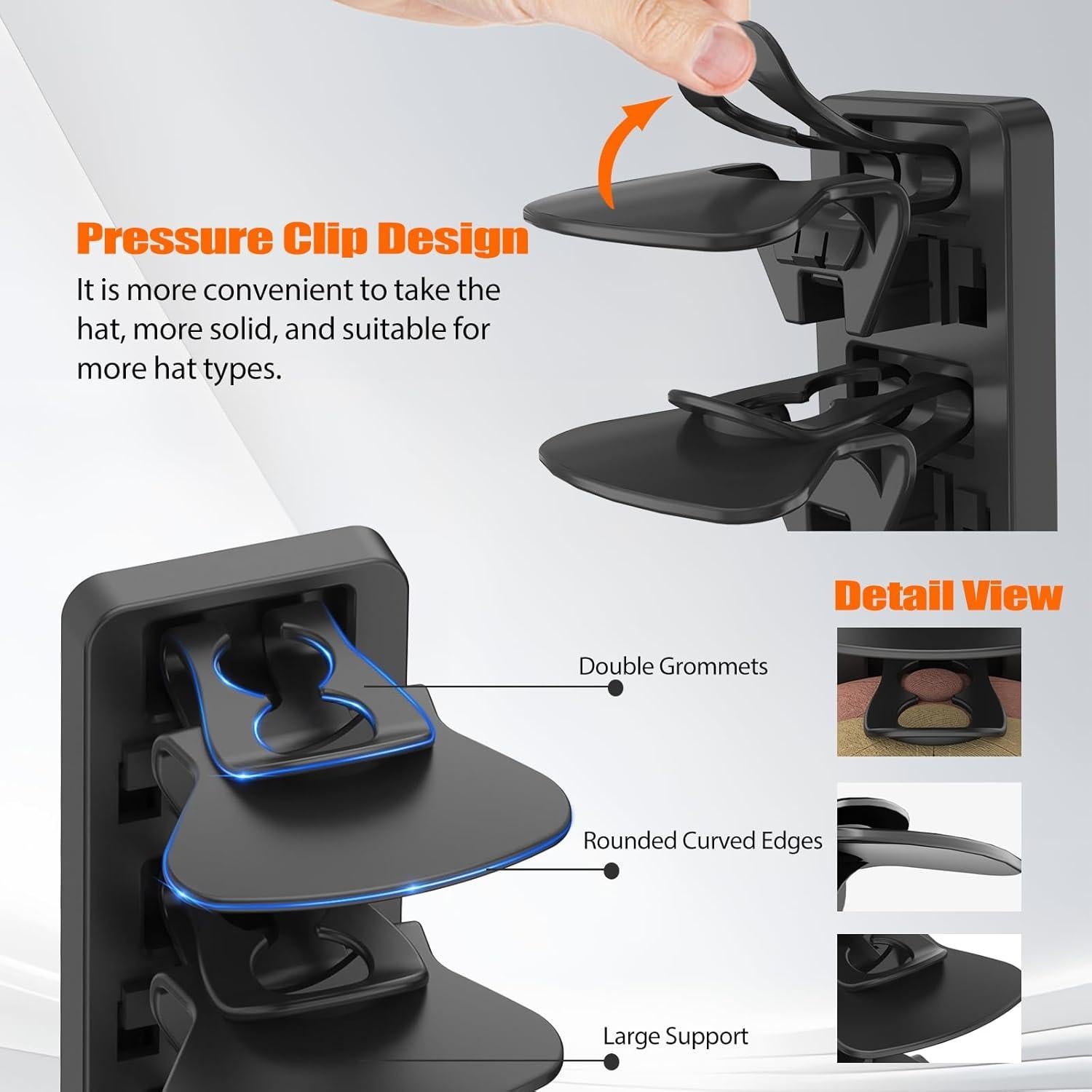 Organizador de Sombreros HeQe para 40 Gorras - 2 Paquete Negro