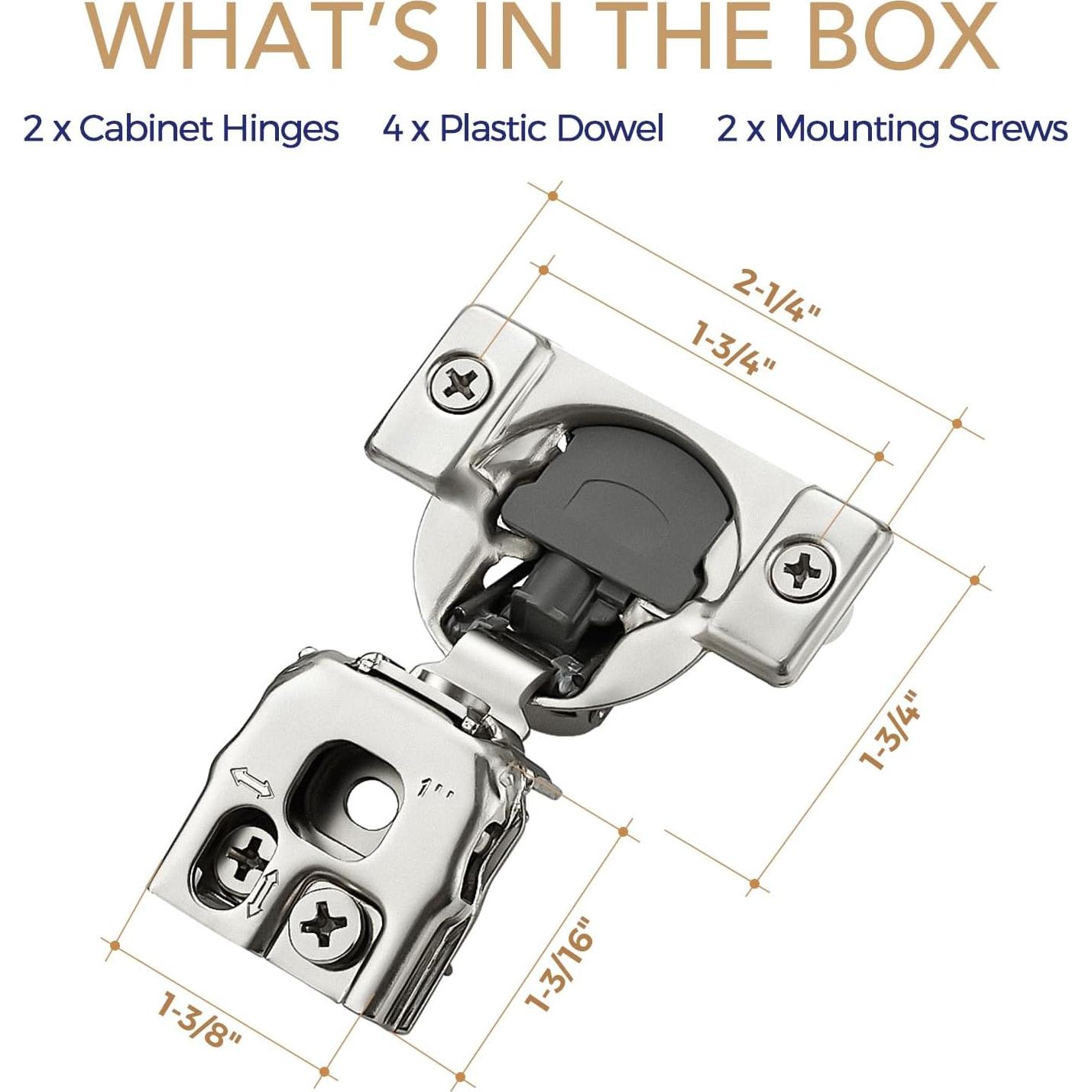 Bisagras de Cierre Suave Ravinte 1" Niquel Satinado 2 Pzas