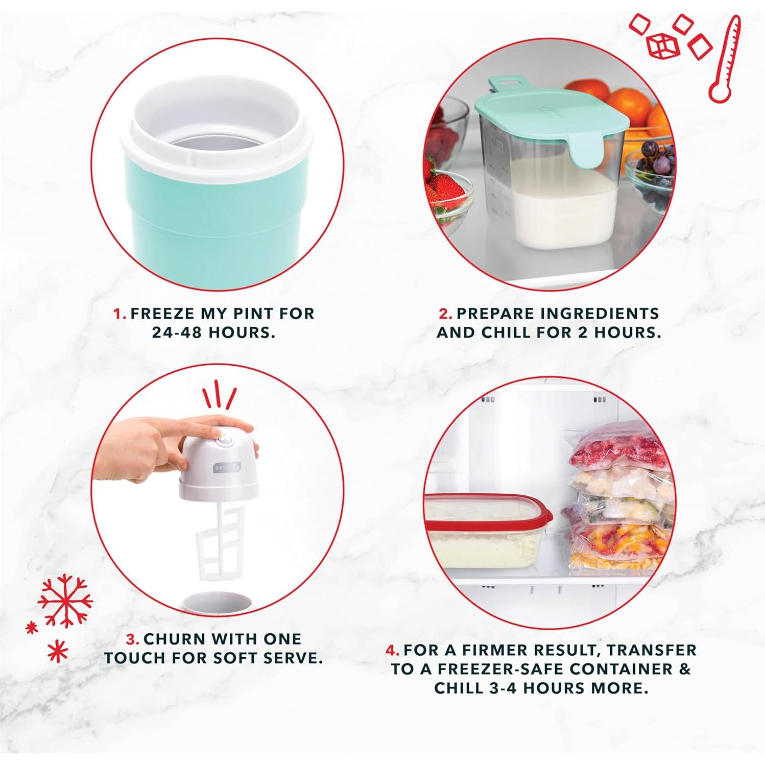 DASH Mi Pint Máquina de Helados Aqua 1.6 Tazas Multiusos