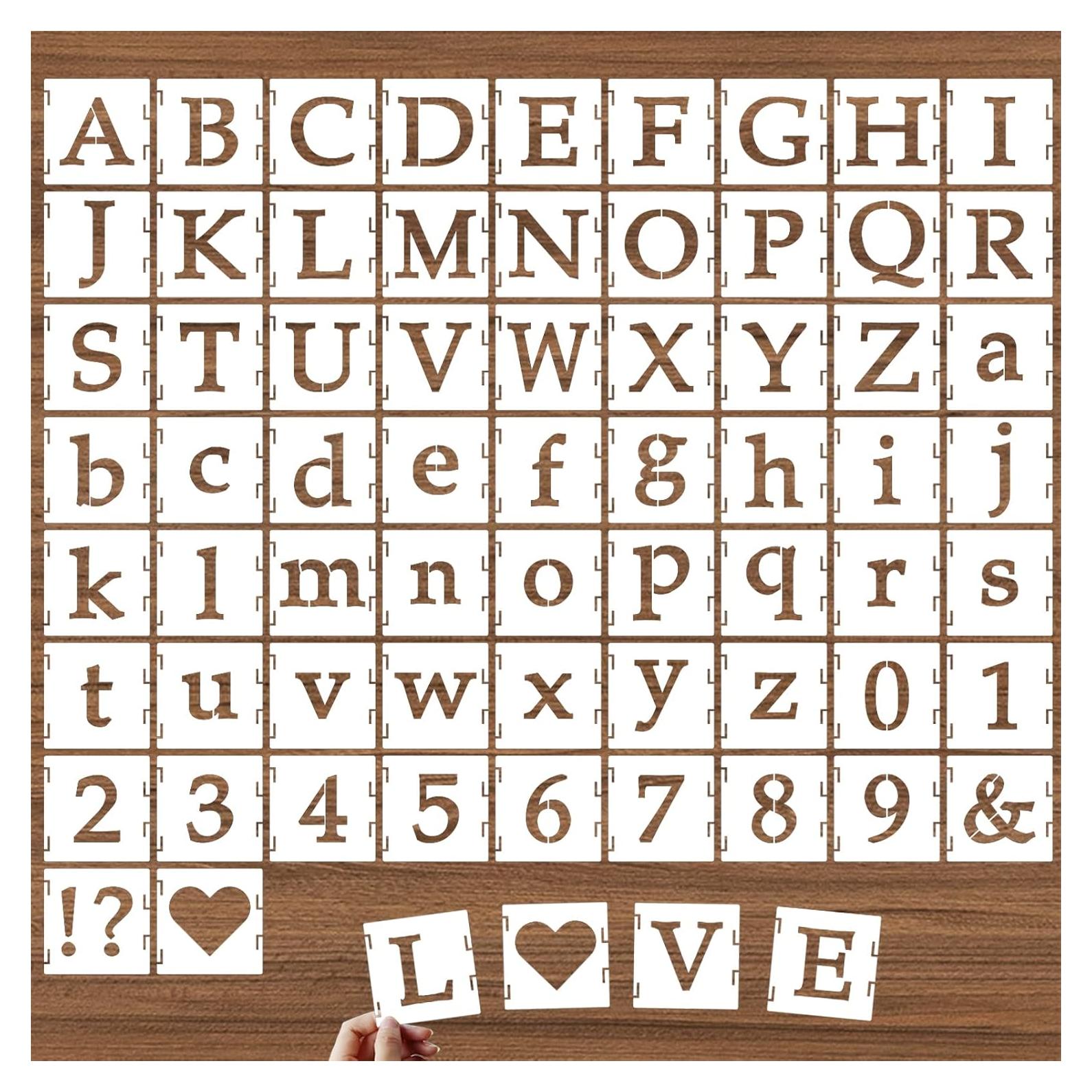 Kit de Plantillas de Letras y Números DZXCYZ - 65 Piezas Reutilizables