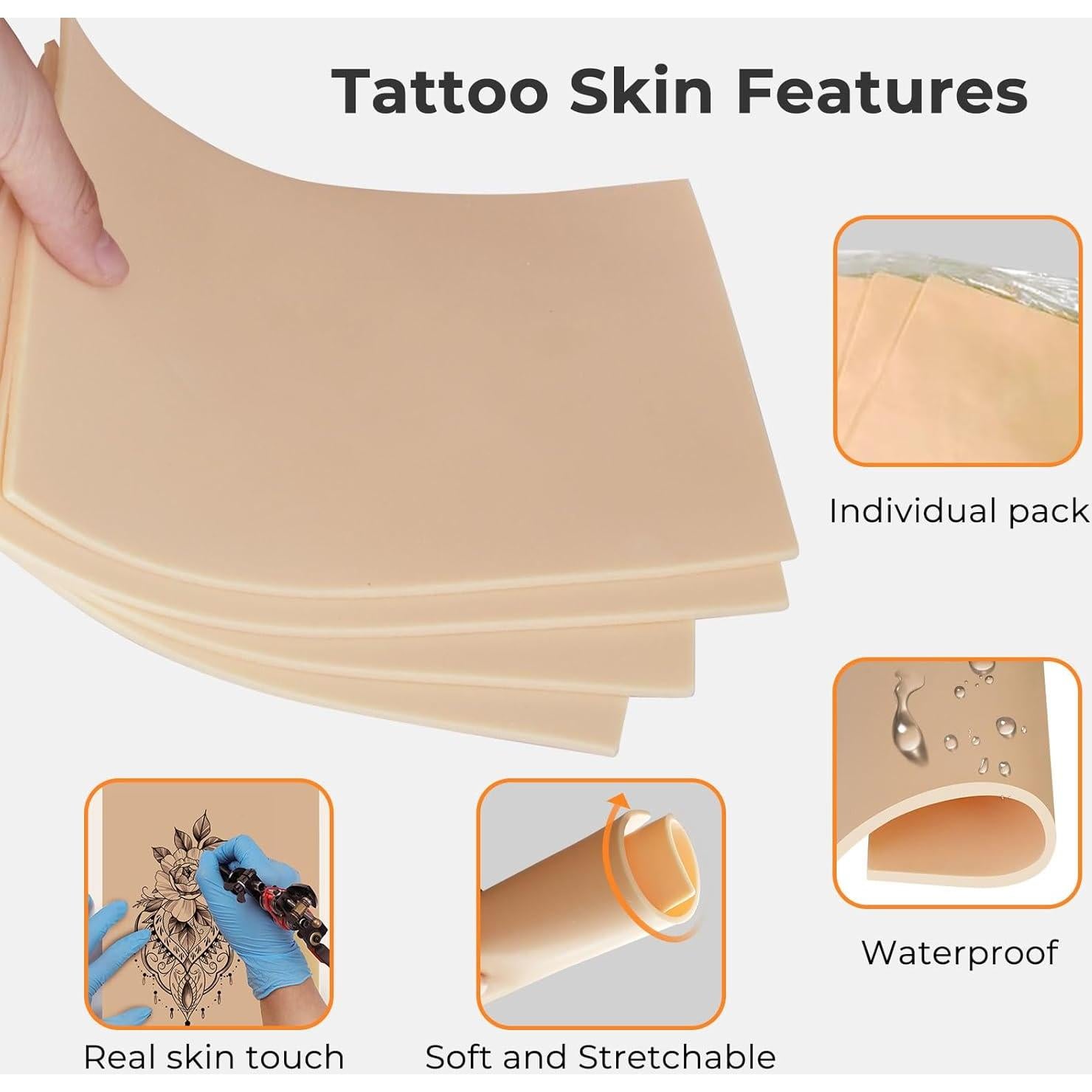 Piel de Práctica para Tatuaje 10 Hojas 3mm Silicona Profesional
