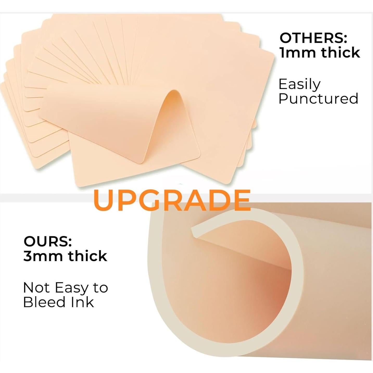 Piel de Práctica para Tatuaje 10 Hojas 3mm Silicona Profesional