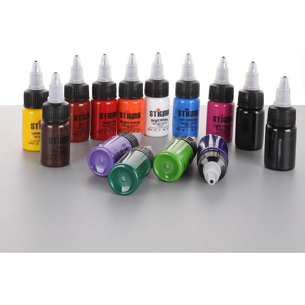 Juego de Tinta para Tatuajes STIGMA 14 Colores 15 ml cada uno