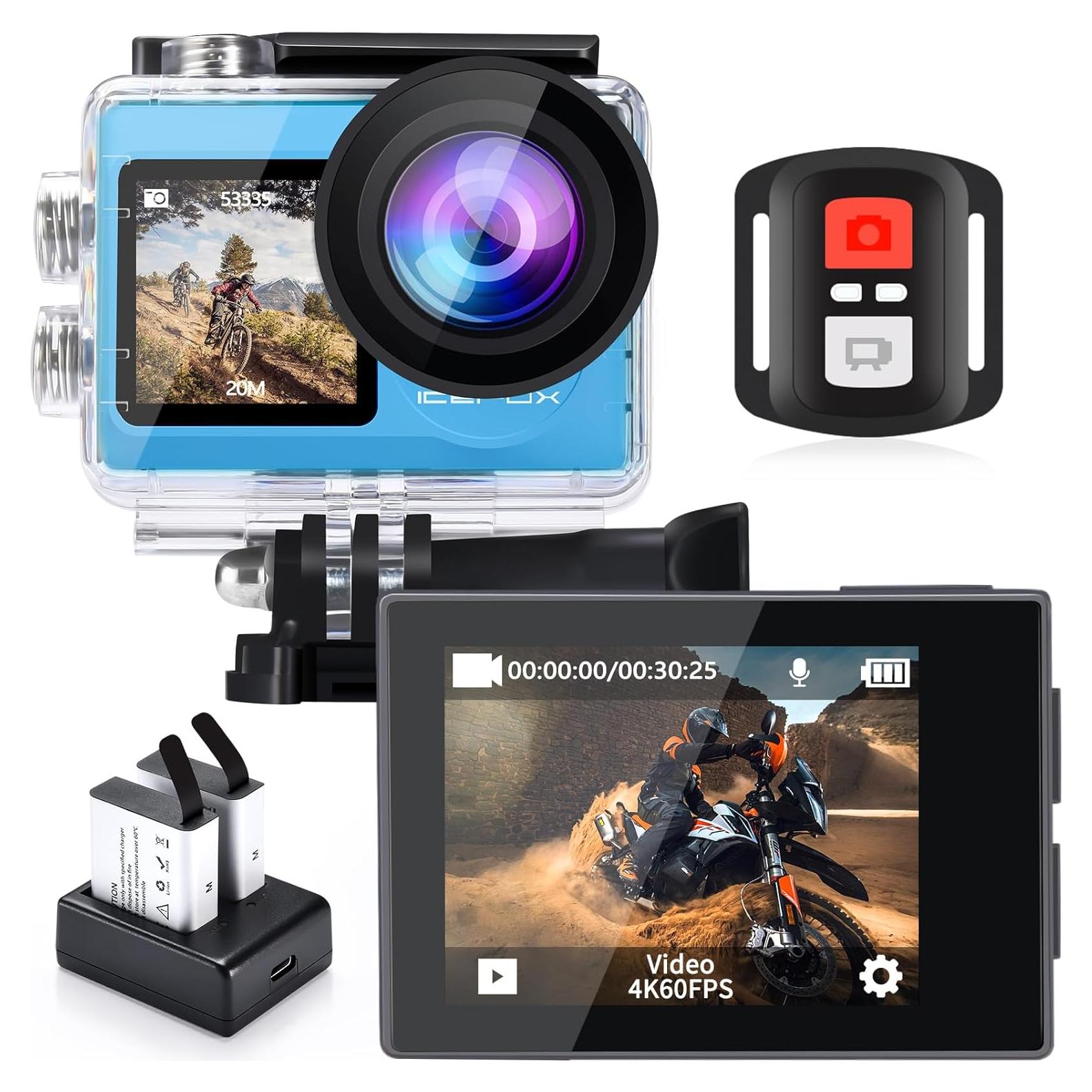 Cámara de acción Icefox 4K 60FPS 20MP Submarina EIS Azul