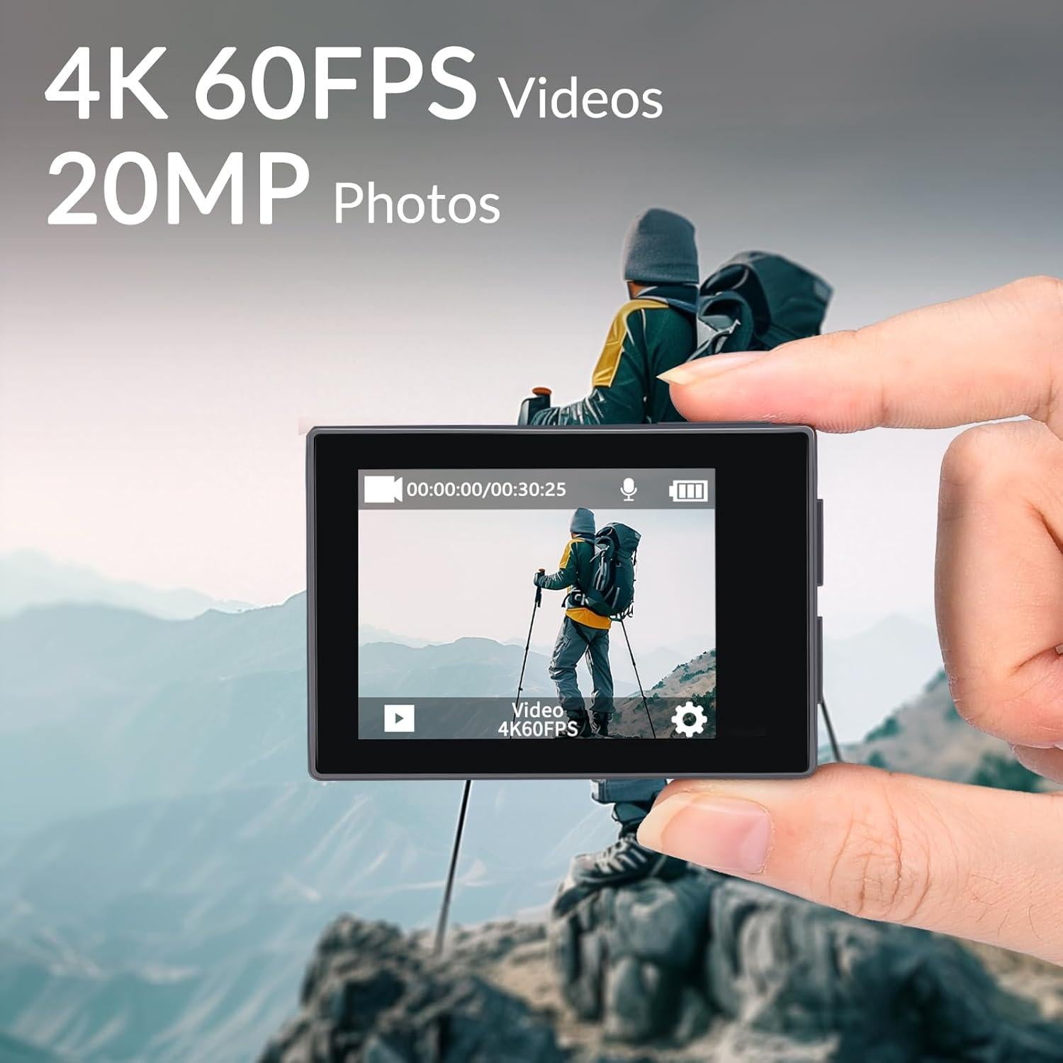 Cámara de acción Icefox 4K 60FPS 20MP Submarina EIS Azul