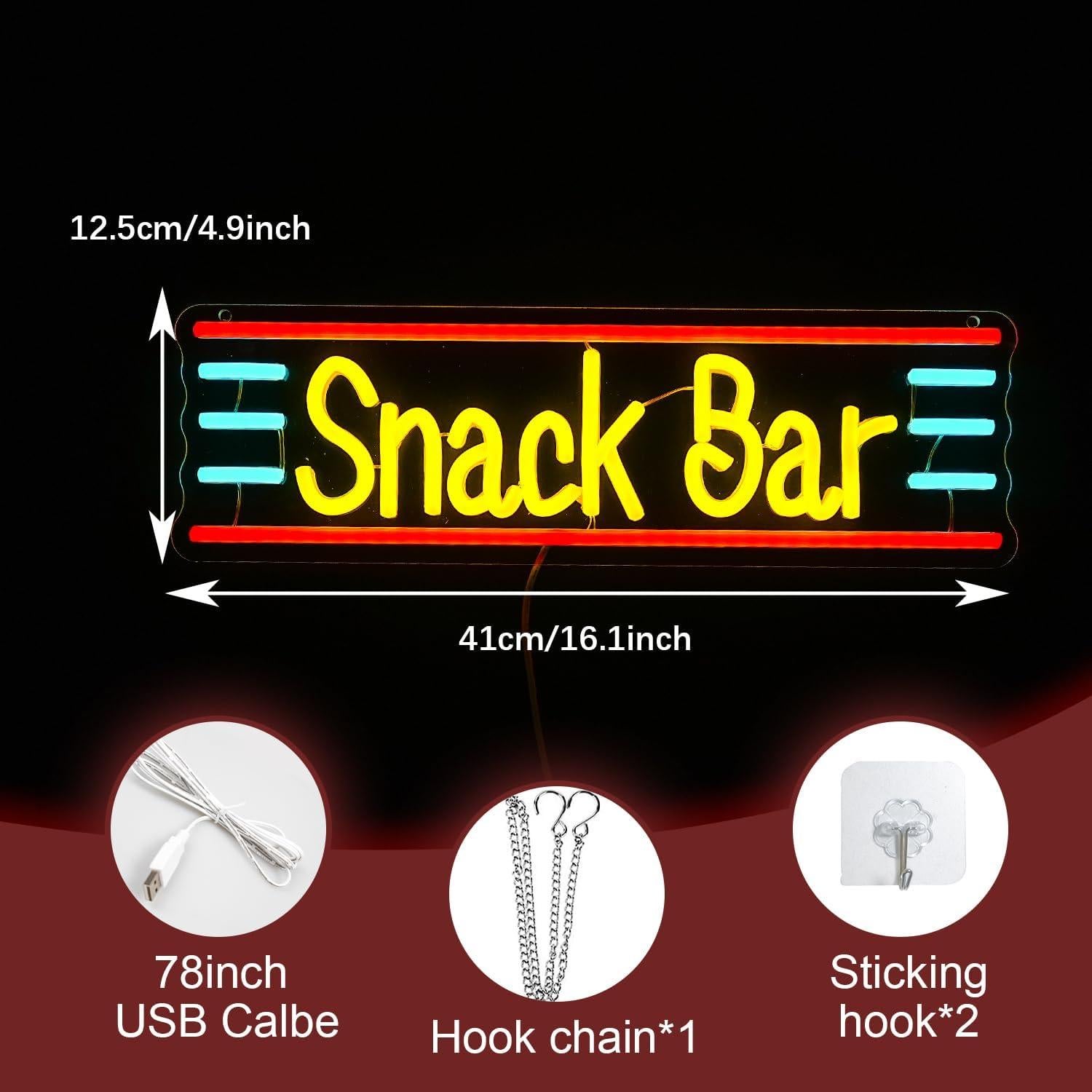 Señal de Neón Snack Bar LIUOZHTEA 40.9x12.4cm USB