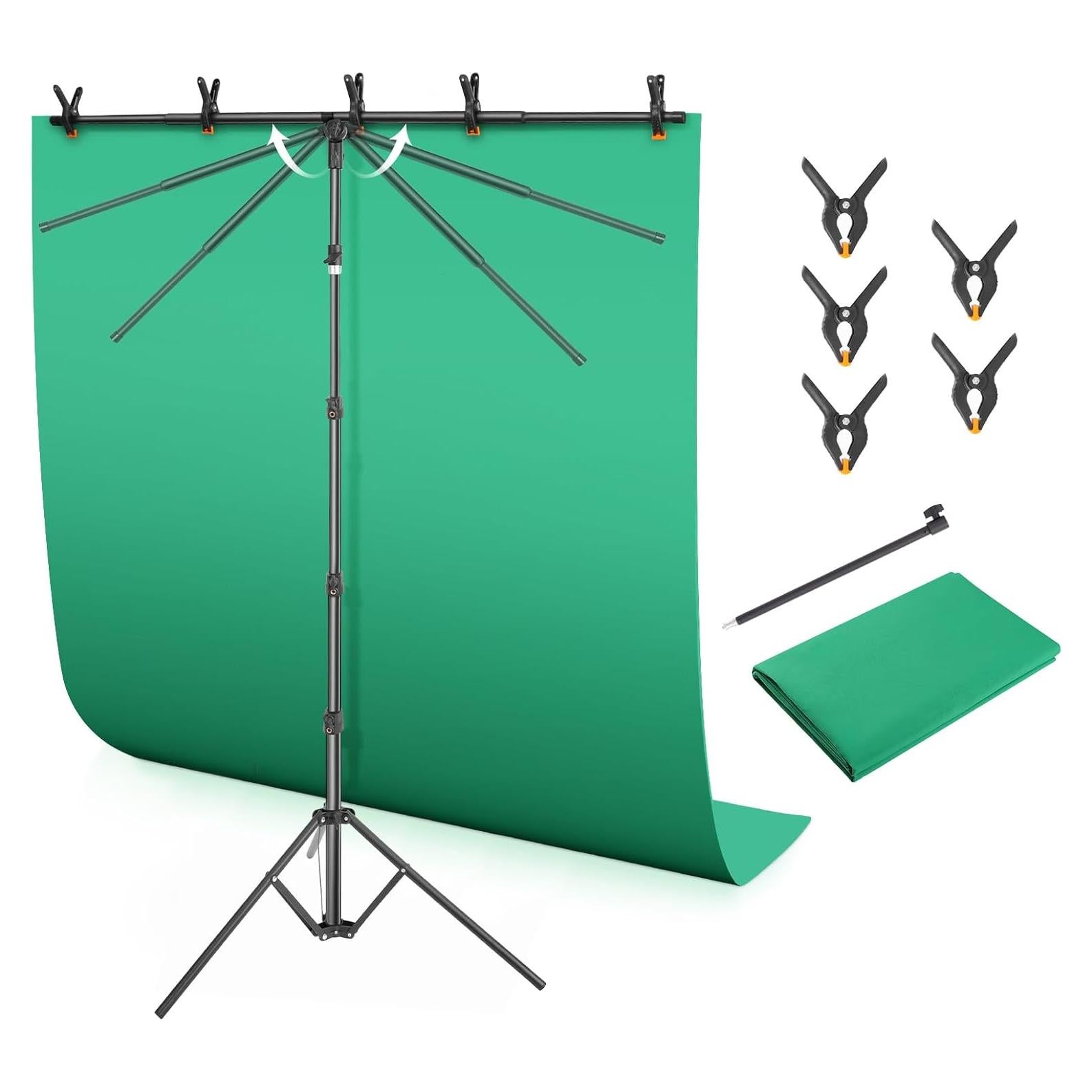 Kit de Fondo Verde Chroma Key LOMTAP 1.4x1.8m con Soporte
