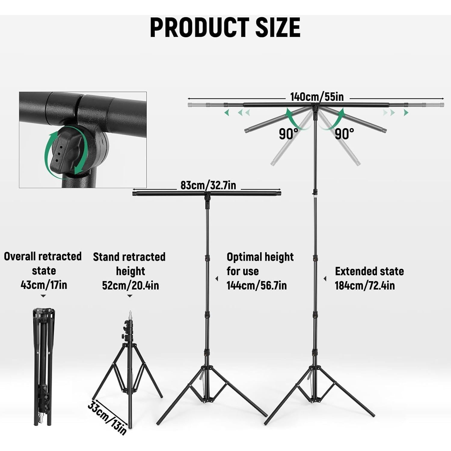 Kit de Fondo Verde Chroma Key LOMTAP 1.4x1.8m con Soporte