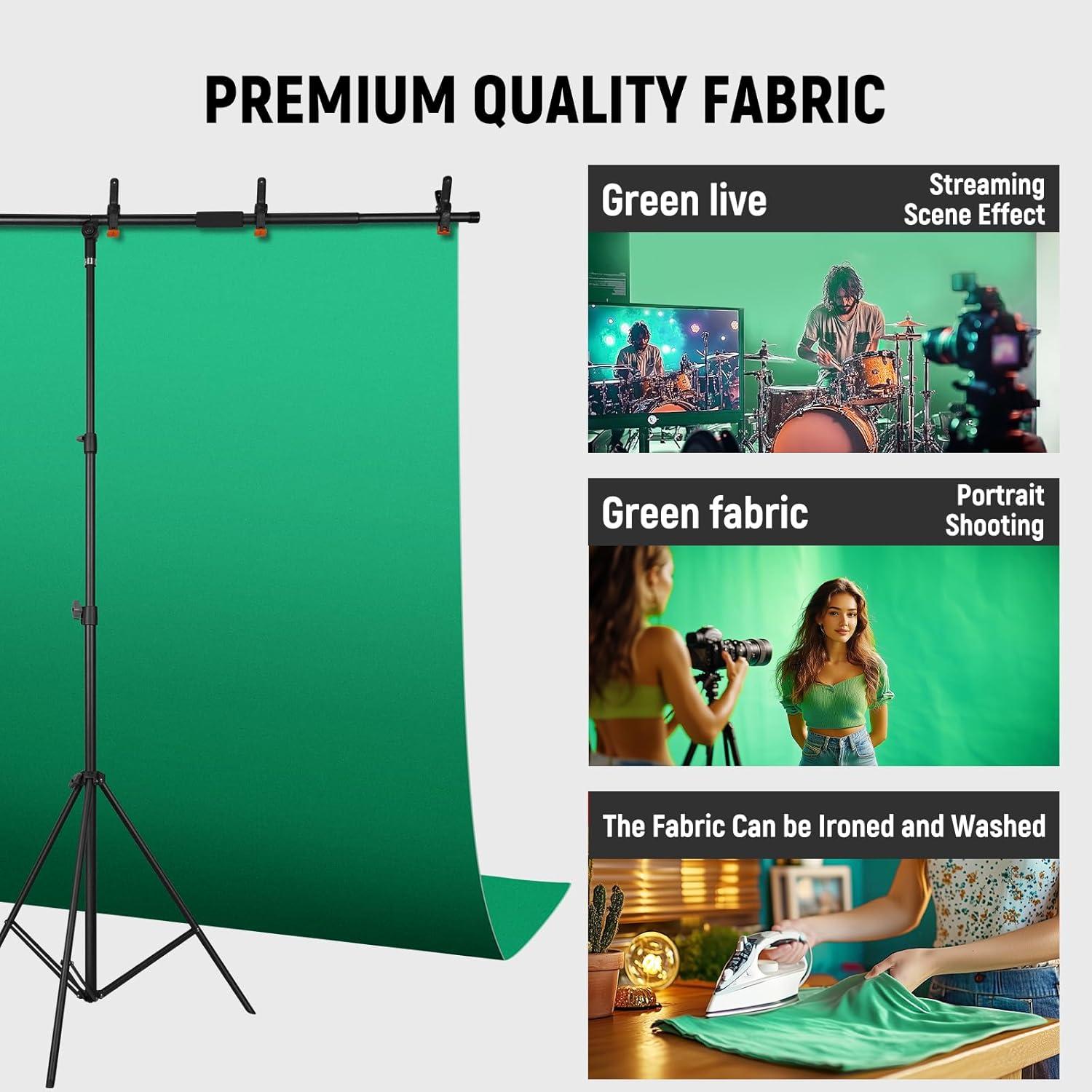 Kit de Fondo Verde Chroma Key LOMTAP 1.4x1.8m con Soporte