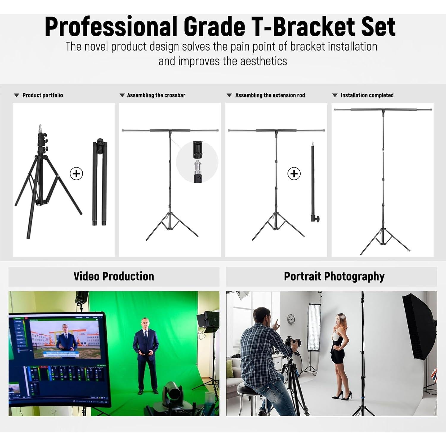 Kit de Fondo Verde Chroma Key LOMTAP 1.4x1.8m con Soporte