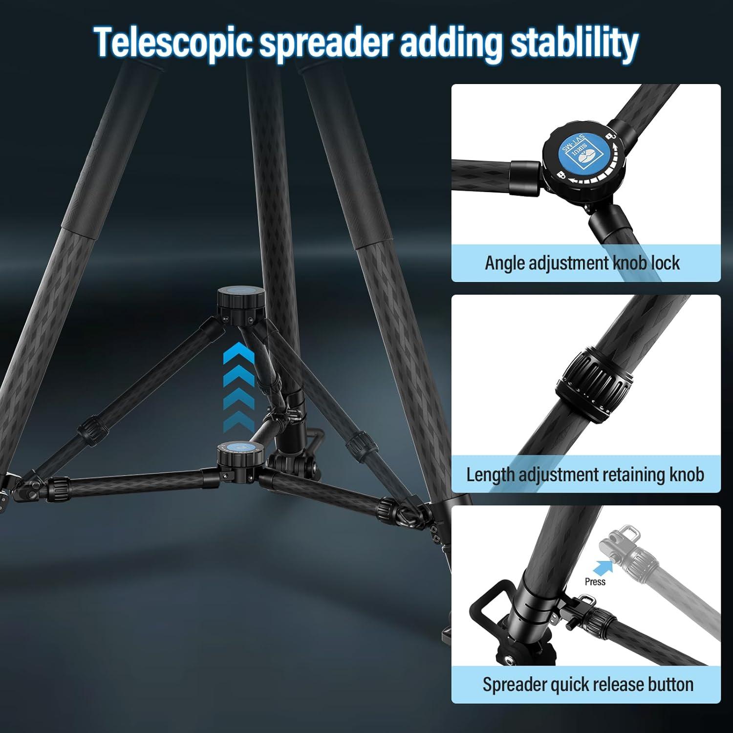 Trípode de Video Profesional SIRUI SVS75 Fibra de Carbono 155 cm