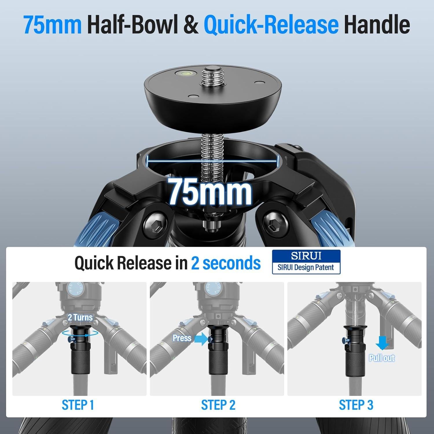 Trípode de Video Profesional SIRUI SVS75 Fibra de Carbono 155 cm