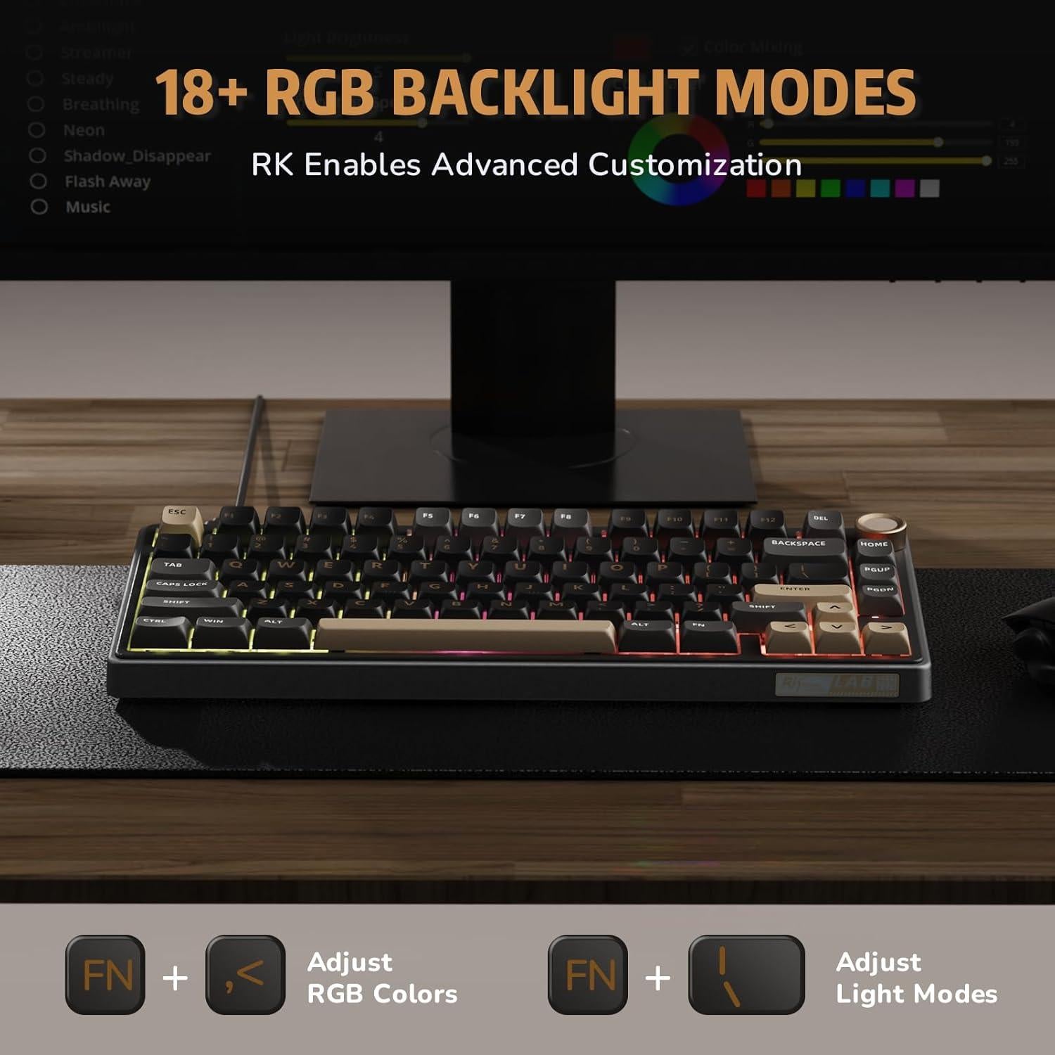 Teclado Mecánico Gaming RK Royal Kludge R75 Negro 75%