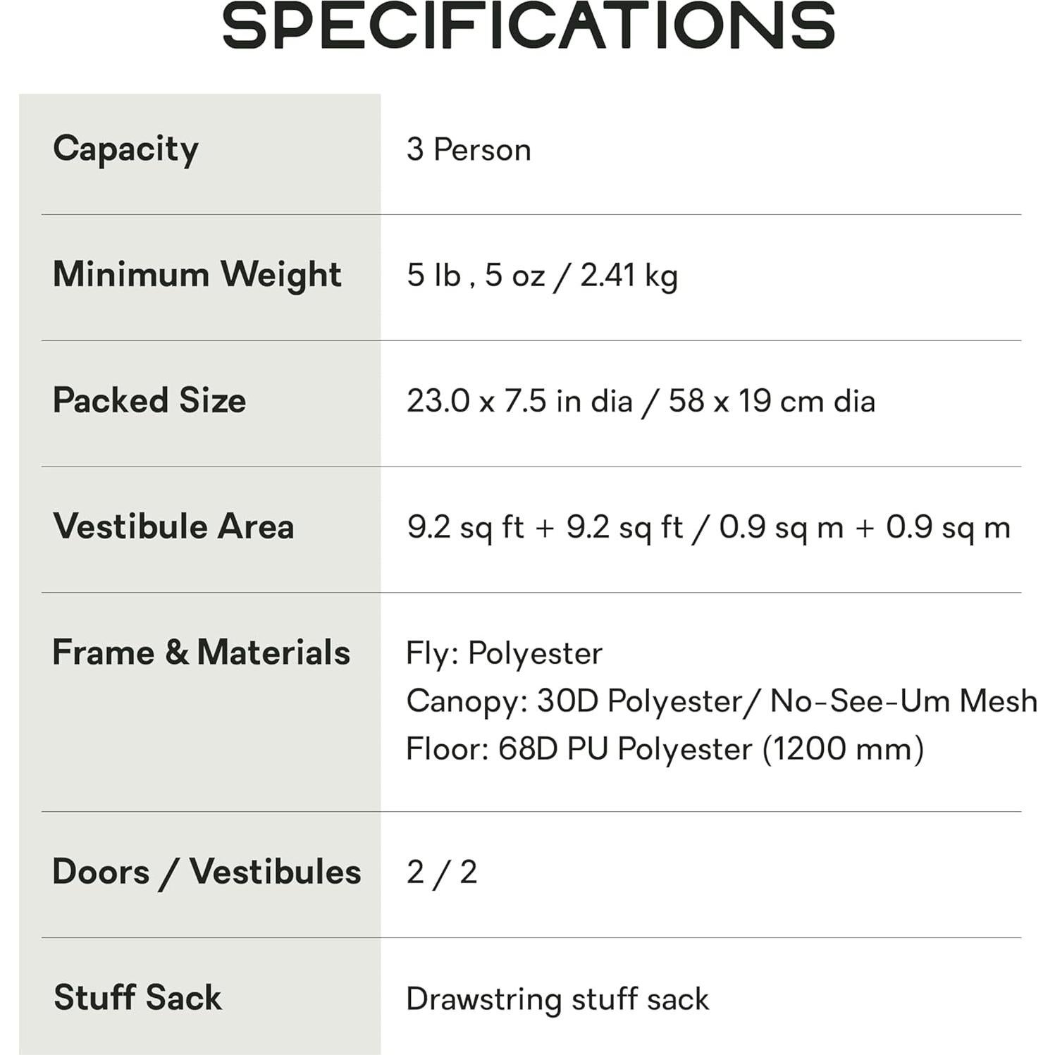 Tienda de Camping NEMO Aurora 3 Personas Mango/Niebla