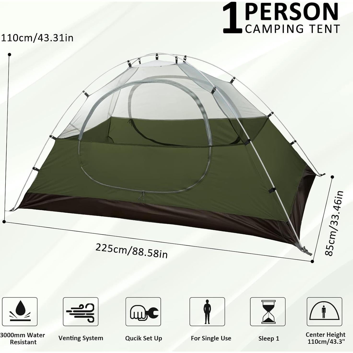 Tienda de Camping Bessport 1 Persona Impermeable Verde 2 kg