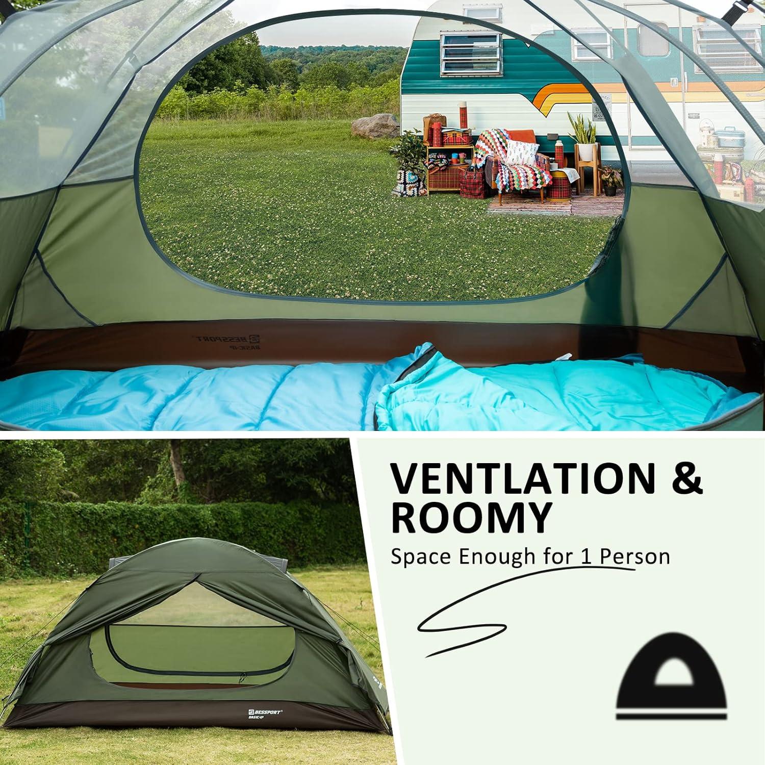 Tienda de Camping Bessport 1 Persona Impermeable Verde 2 kg