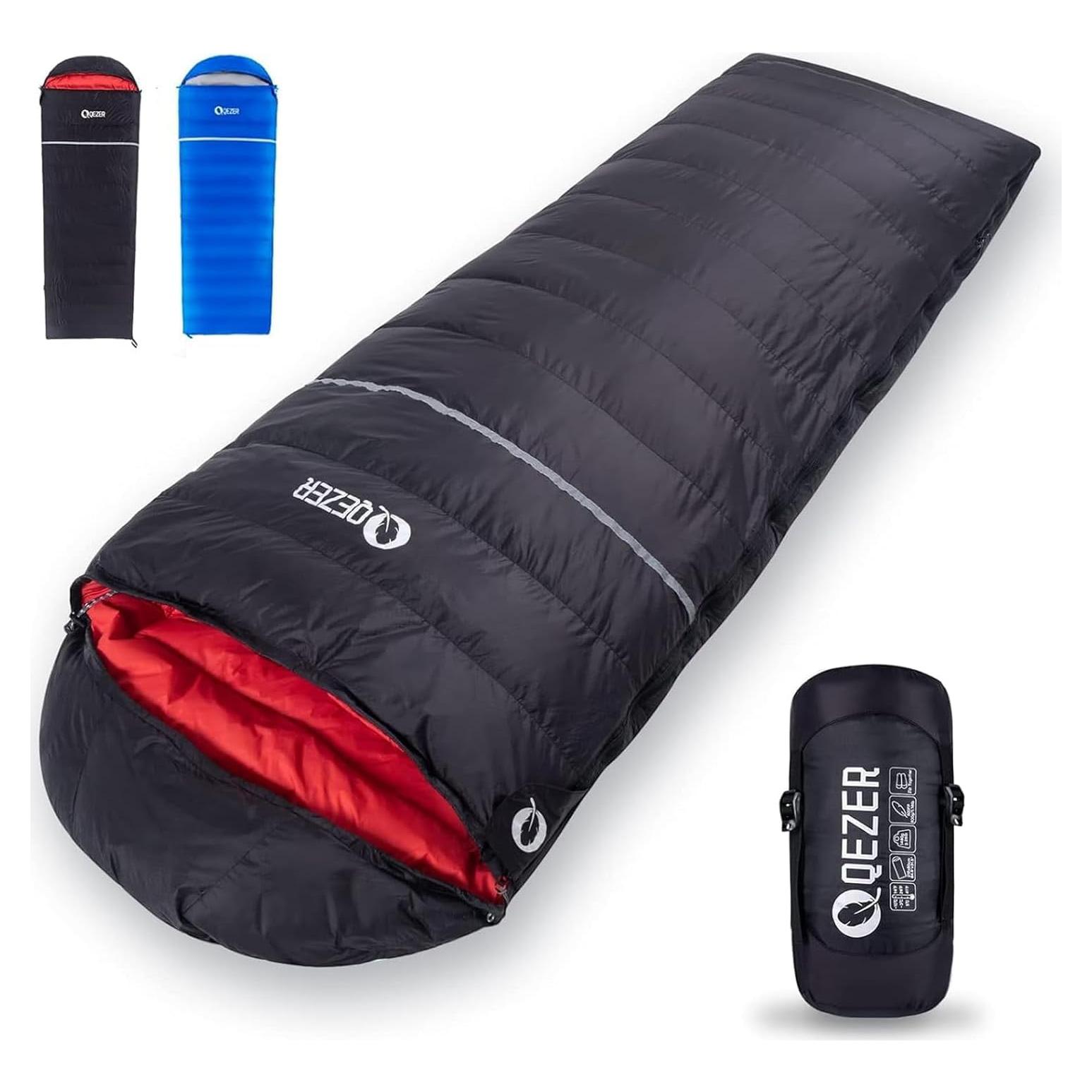 Saco de dormir QEZER de plumas 1000g, ultraligero -7.8°C