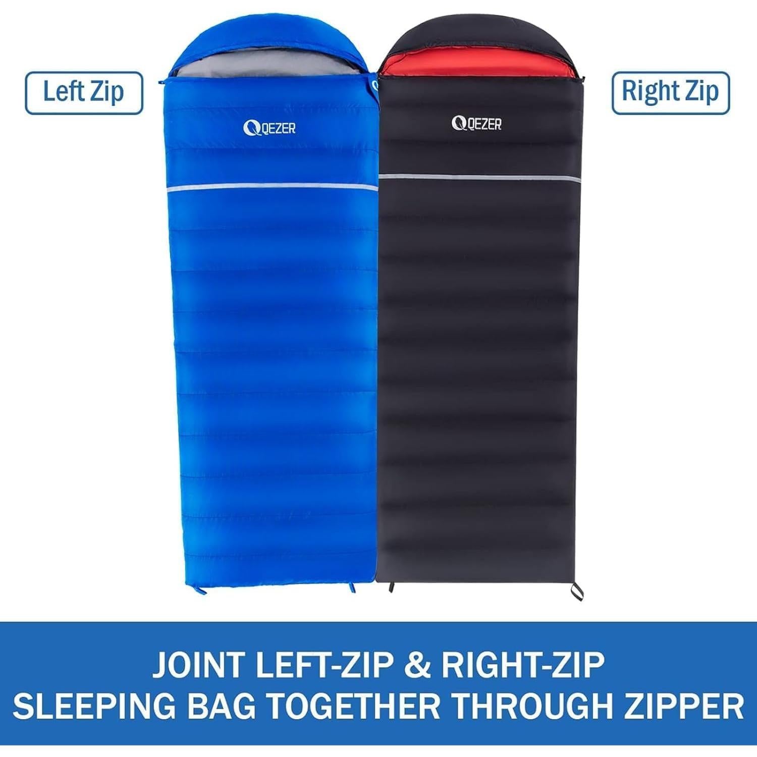 Saco de dormir QEZER de plumas 1000g, ultraligero -7.8°C