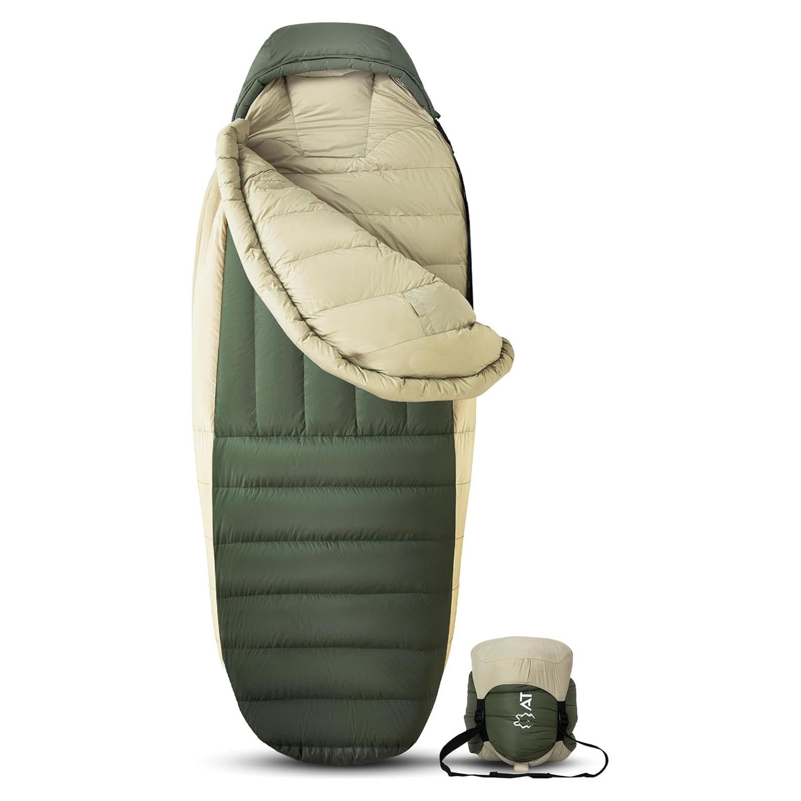 Saco de dormir ATEPA XL 0°C plumas ganso momia camping