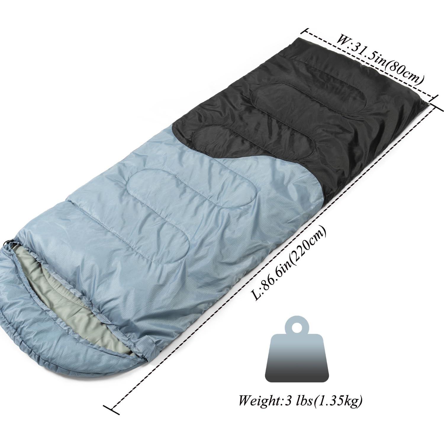 Saco de Dormir 3 Estaciones HTMEYBG Negro Gris 220x80 cm