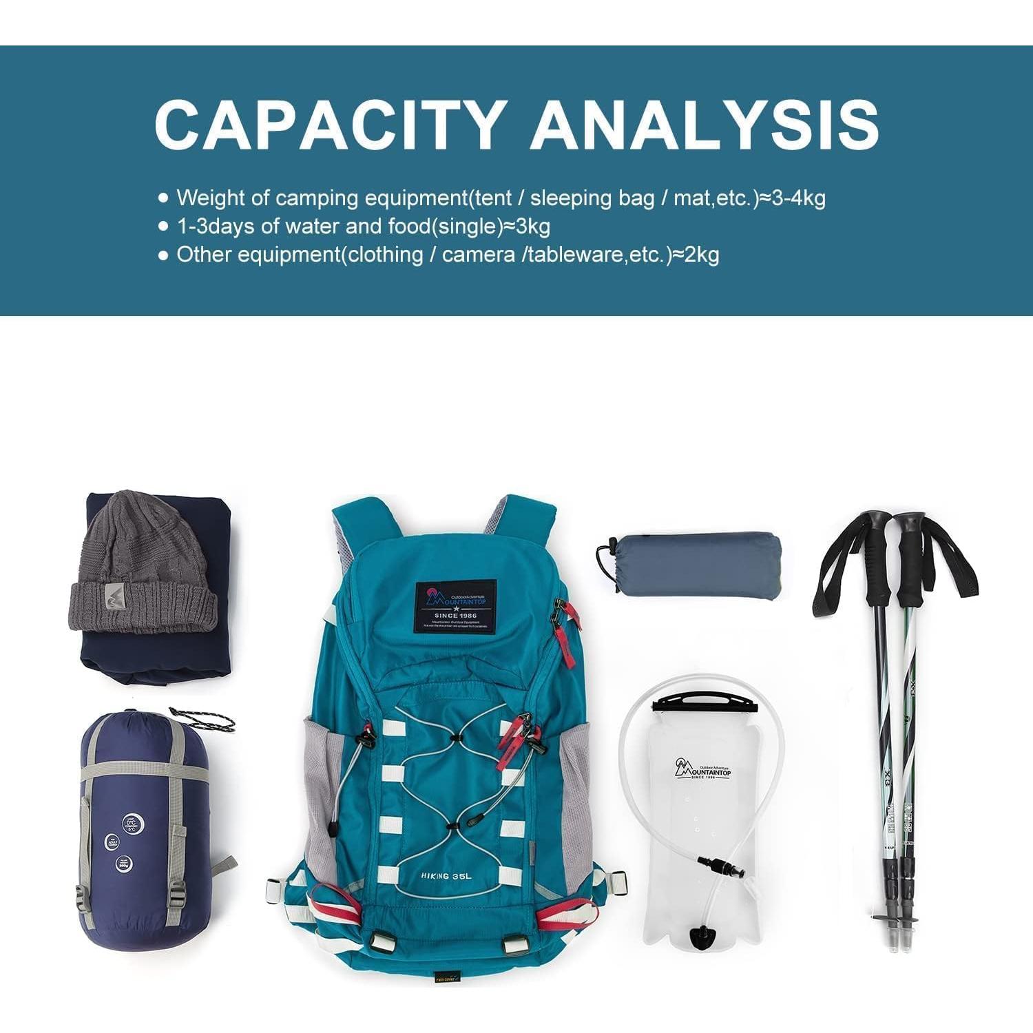 Mochila de Senderismo MOUNTAINTOP 35L Unisex Azul Cobalto