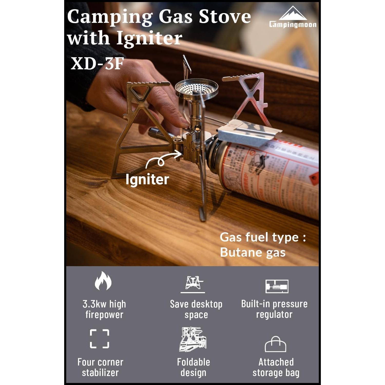 Estufa de Camping Butano CAMPINGMOON XD-3 Plegable 0.18kg