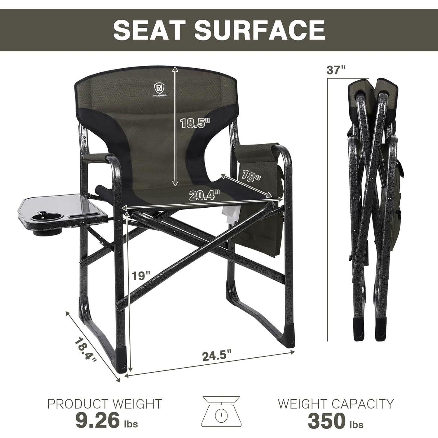 Silla de Camping Plegable EVER ADVANCED Verde Aluminio 158.76 kg