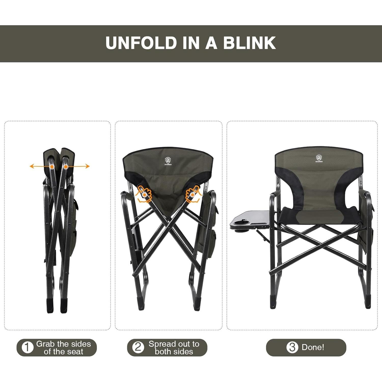 Silla de Camping Plegable EVER ADVANCED Verde Aluminio 158.76 kg