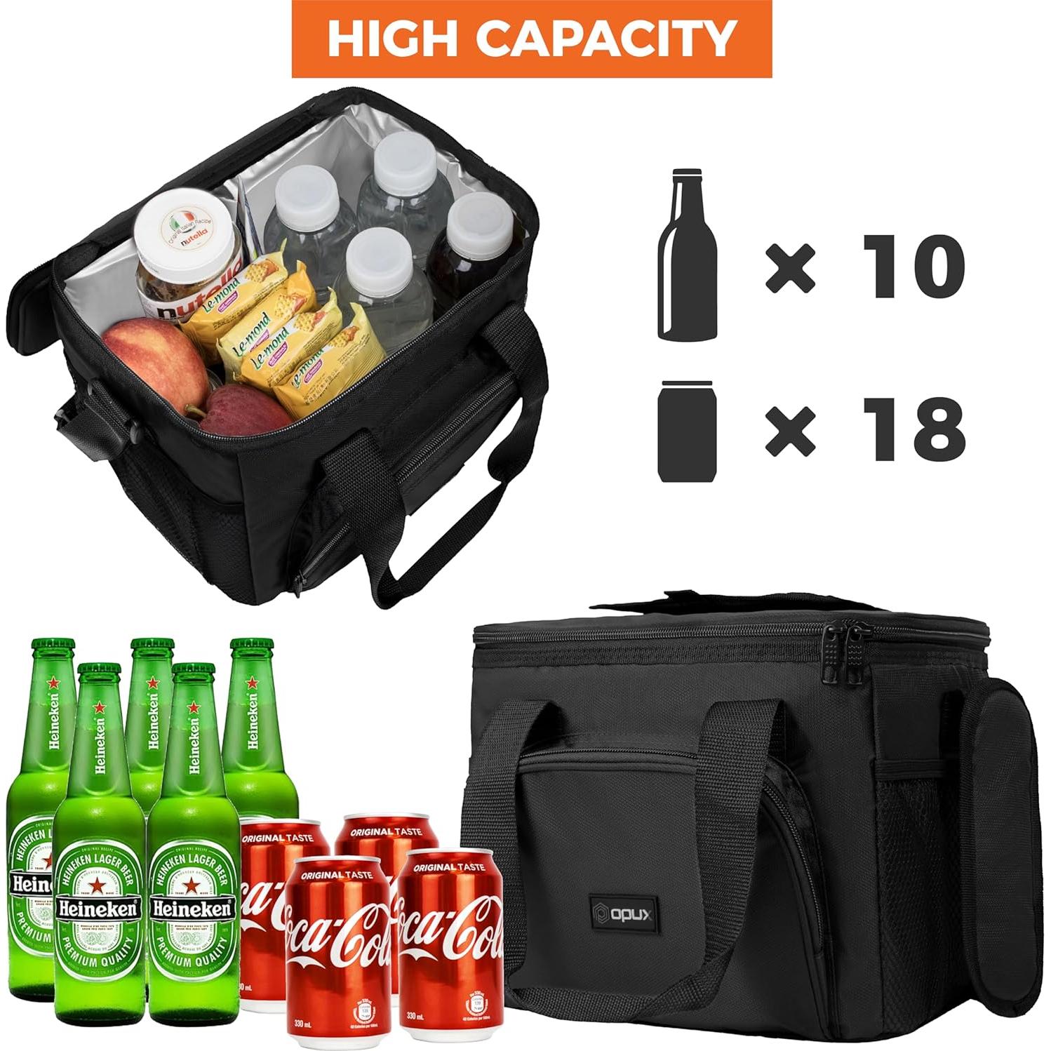 Bolsa Térmica Aislada OPUX 18 Latas Negra para Camping y Trabajo