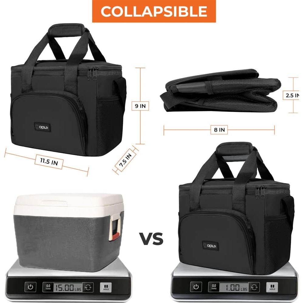 Bolsa Térmica Aislada OPUX 18 Latas Negra para Camping y Trabajo