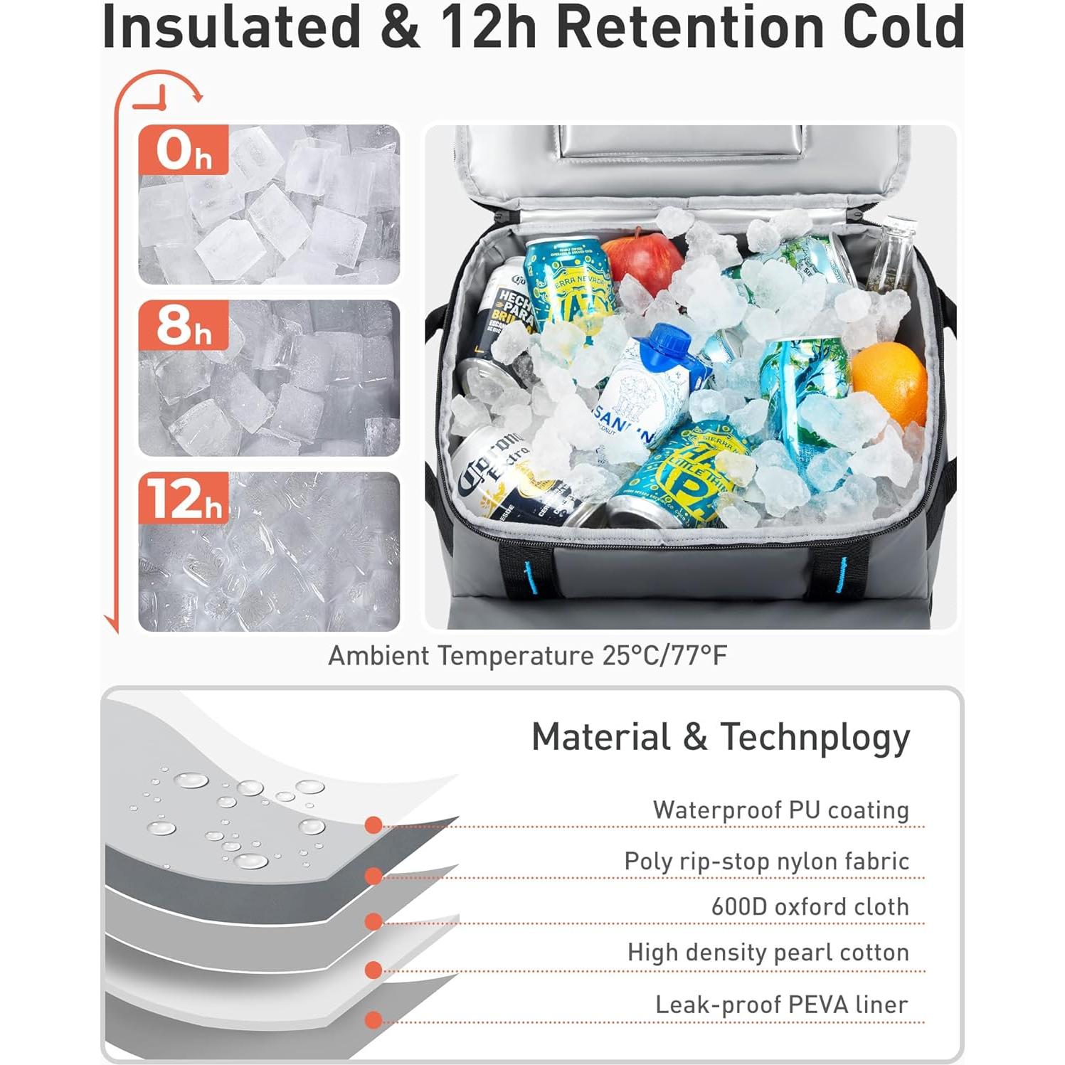 Cooler Rodante TOURIT 30L con Ruedas y Mango Retráctil