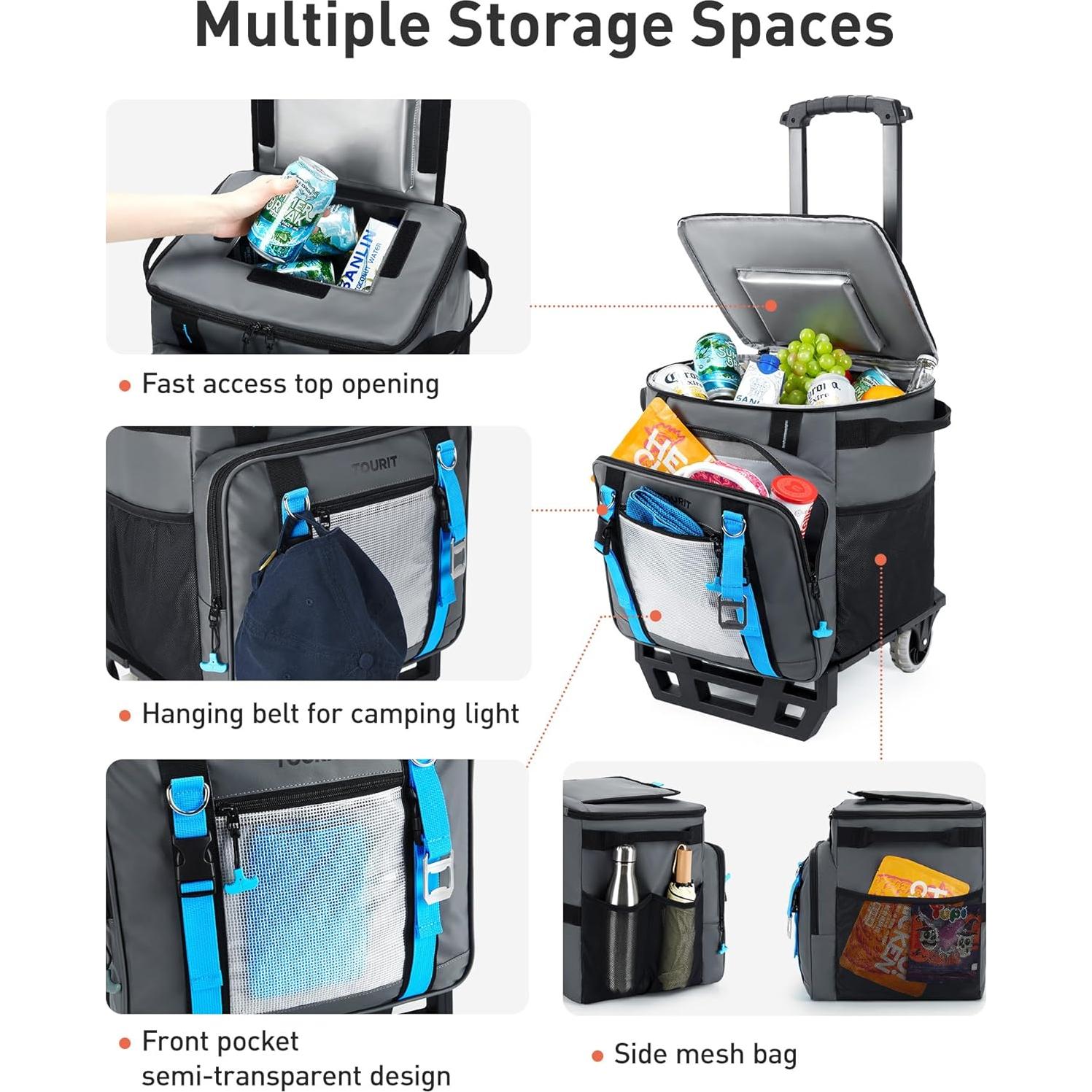 Cooler Rodante TOURIT 30L con Ruedas y Mango Retráctil