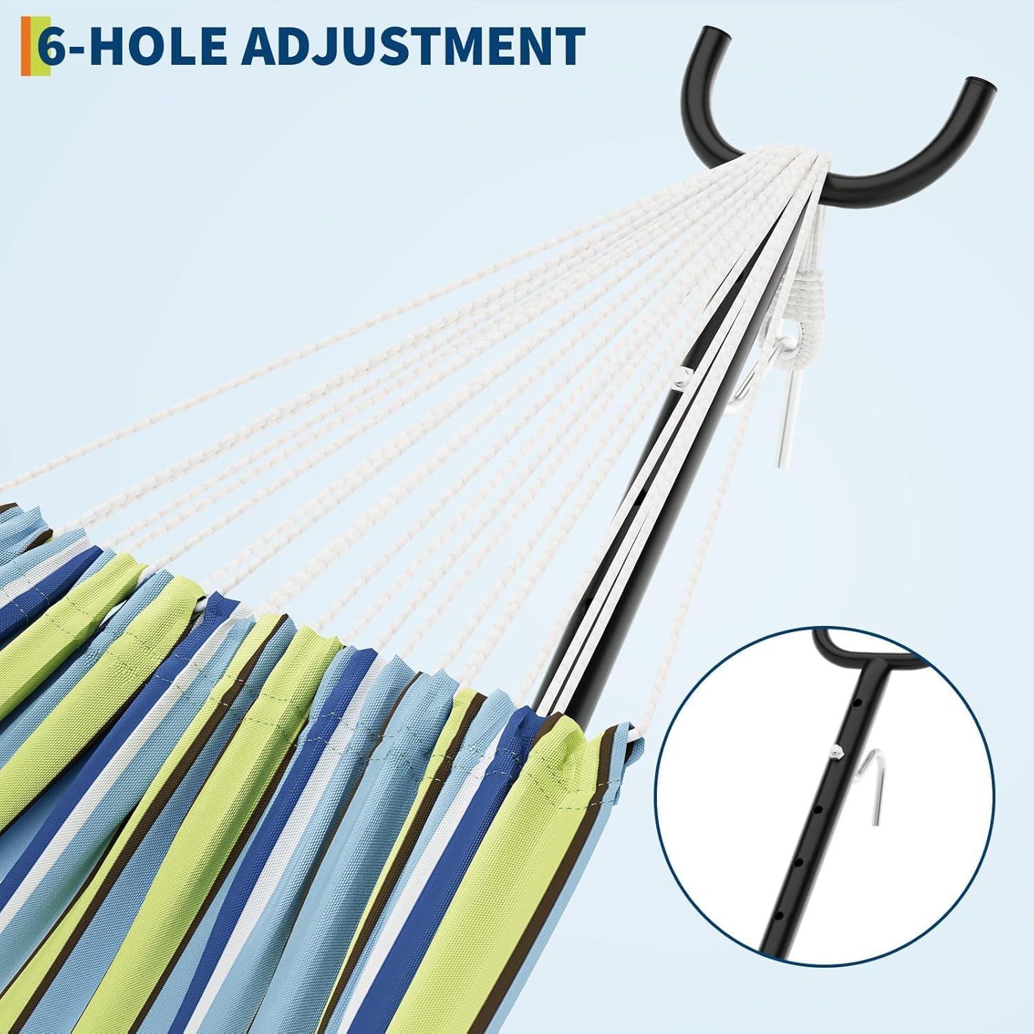 Hamaca Doble FinerFurnis con Soporte de Acero 204kg Azul Verde