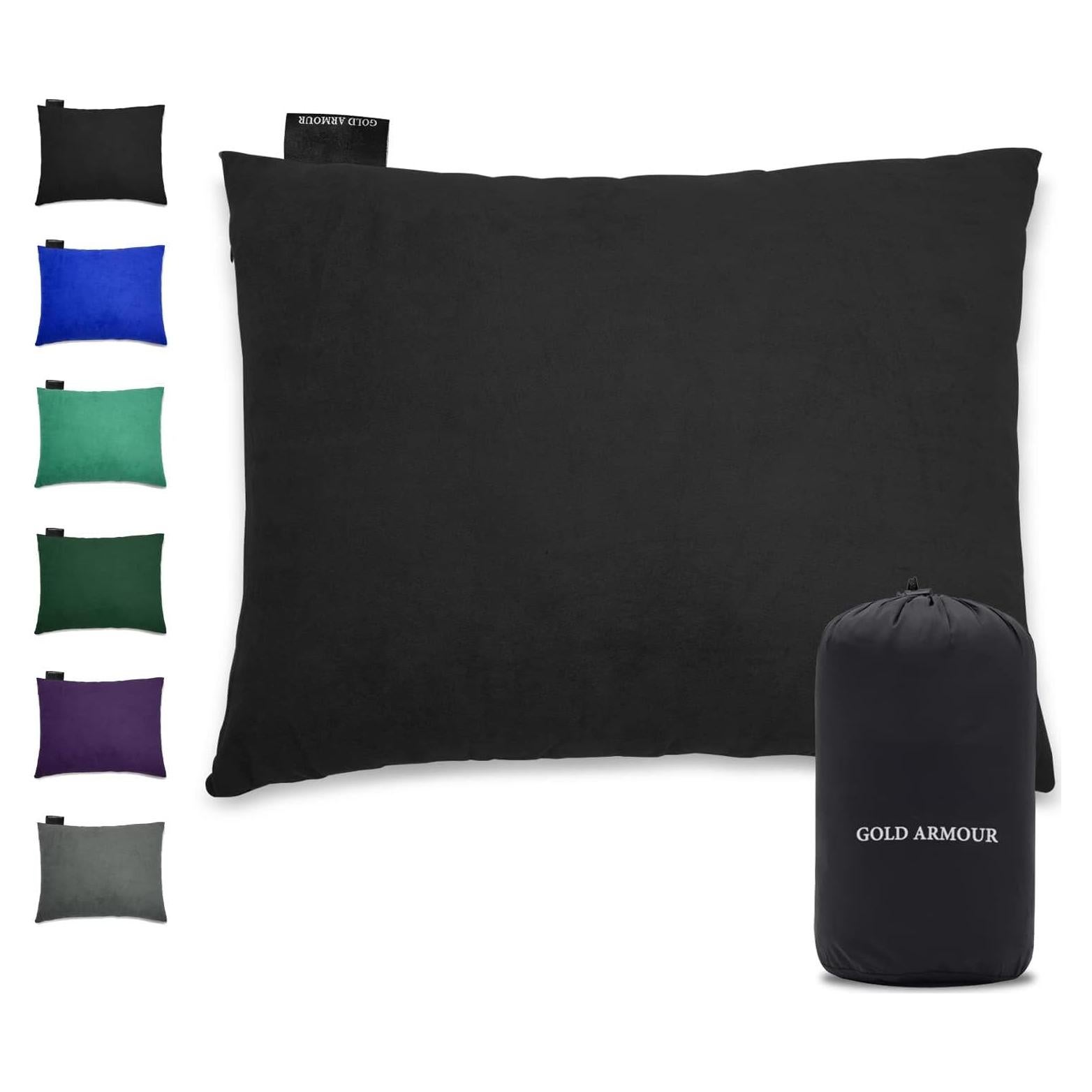 Almohada de Camping Gold Armour Pequeña Espuma de Memoria 30.5x40.6cm Negra