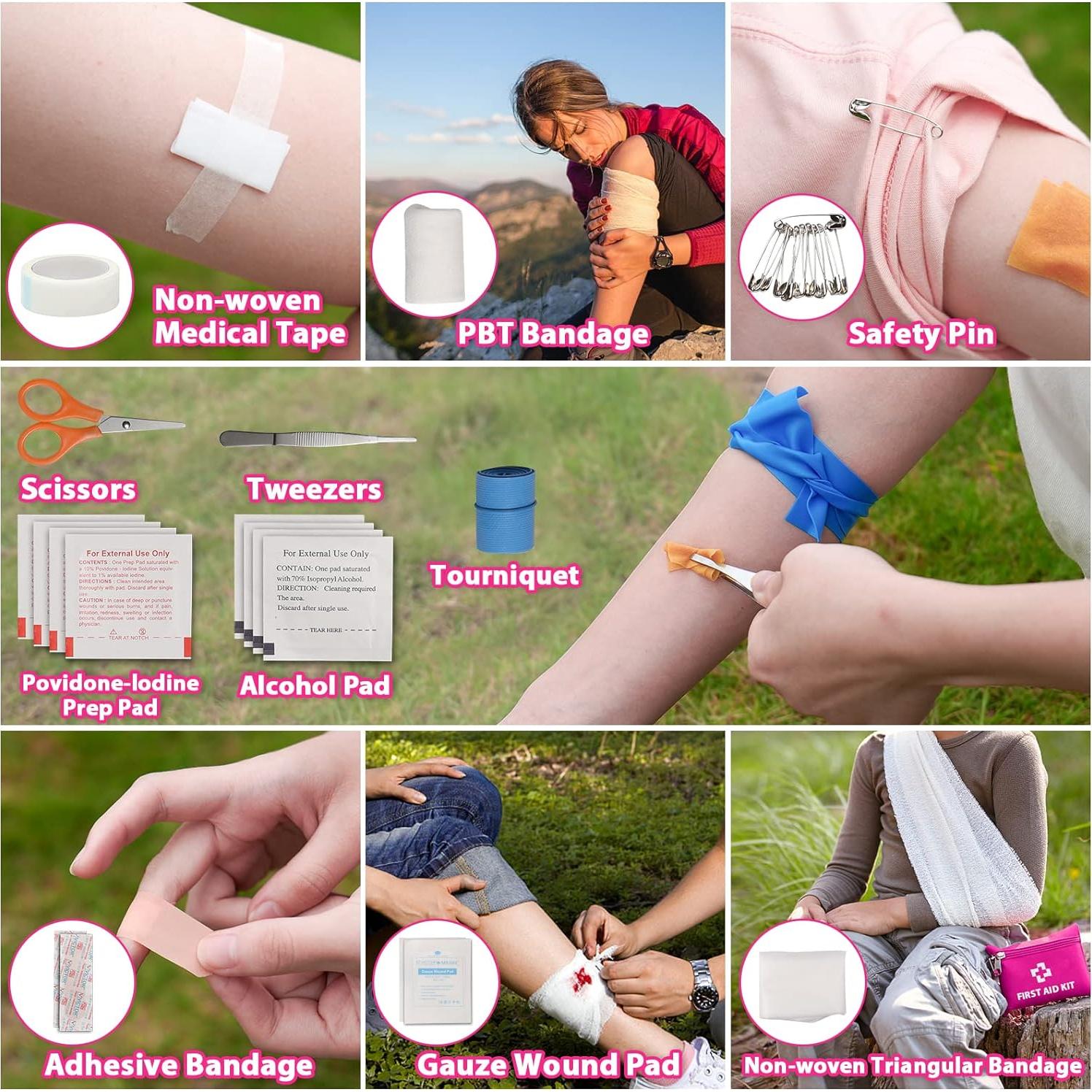 Kit de Supervivencia Vioview Rosa con Primeros Auxilios y Bolsa Molle