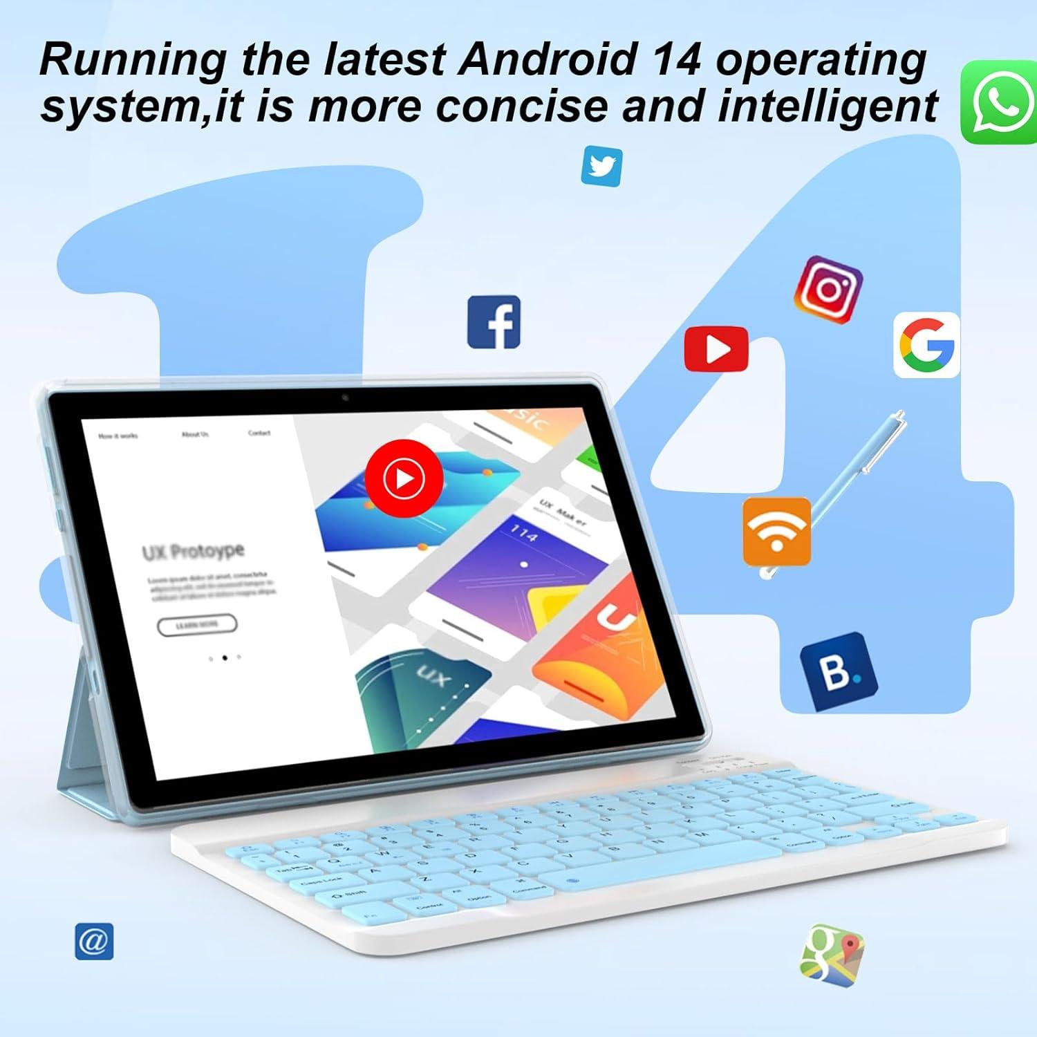 Tableta IWEGGO 10.1" Android 14 8GB RAM 64GB ROM 1TB