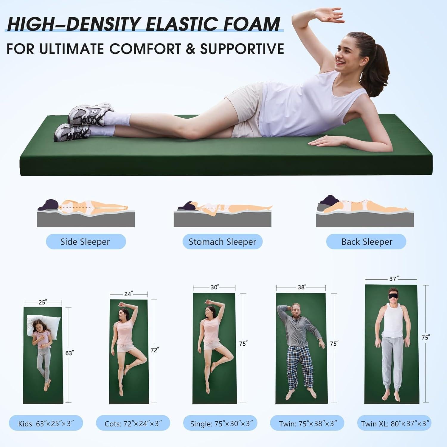 Colchón de Camping CYMULA Twin XL 203x97 cm Espuma Viscoelástica