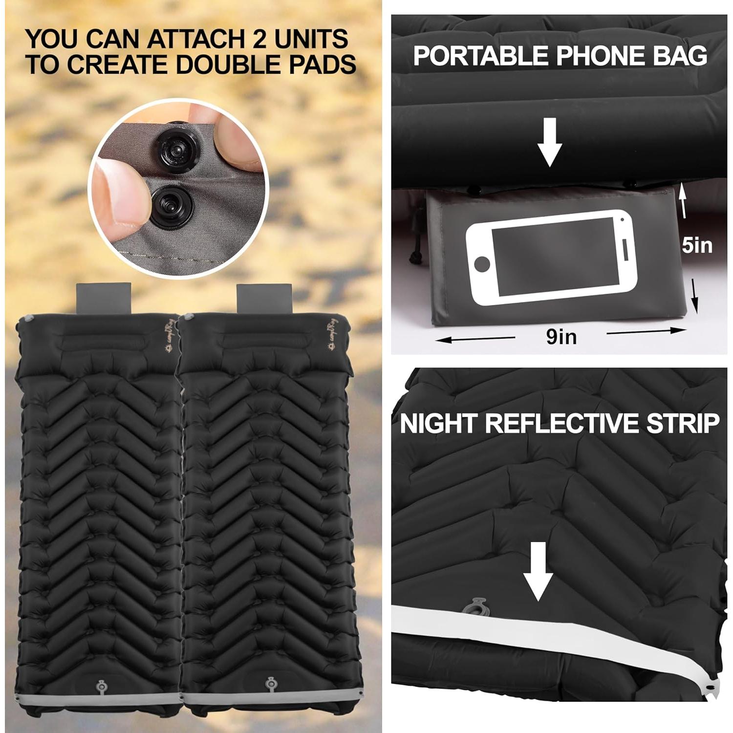 Colchoneta de dormir autoinflable Camporing Parent 10 cm negra