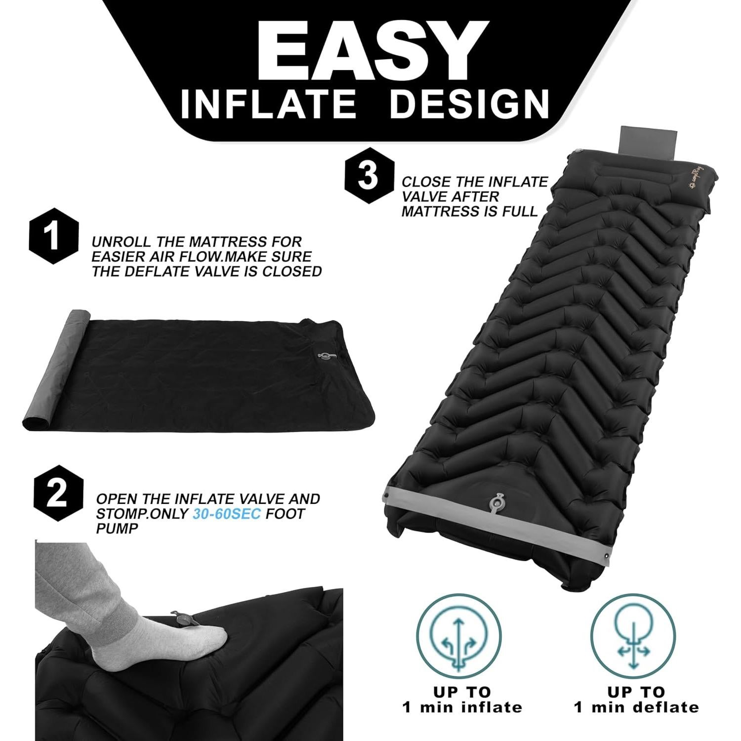 Colchoneta de dormir autoinflable Camporing Parent 10 cm negra