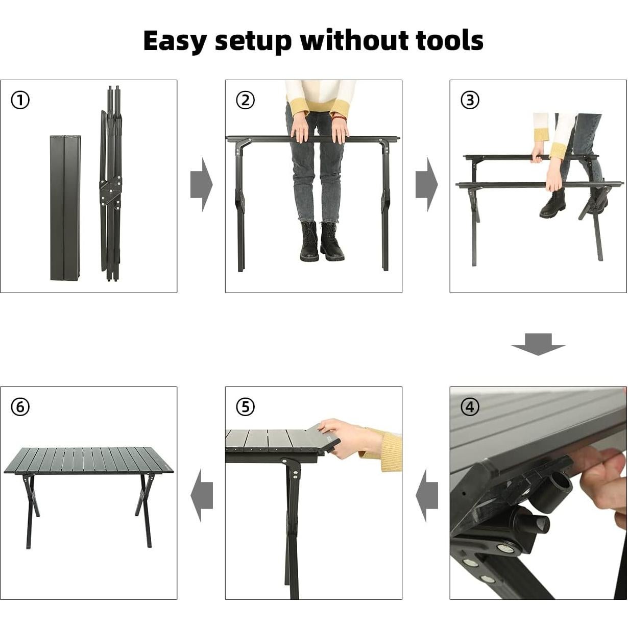 Mesa de Camping Plegable ROCK CLOUD 86x61 cm Grano de Madera