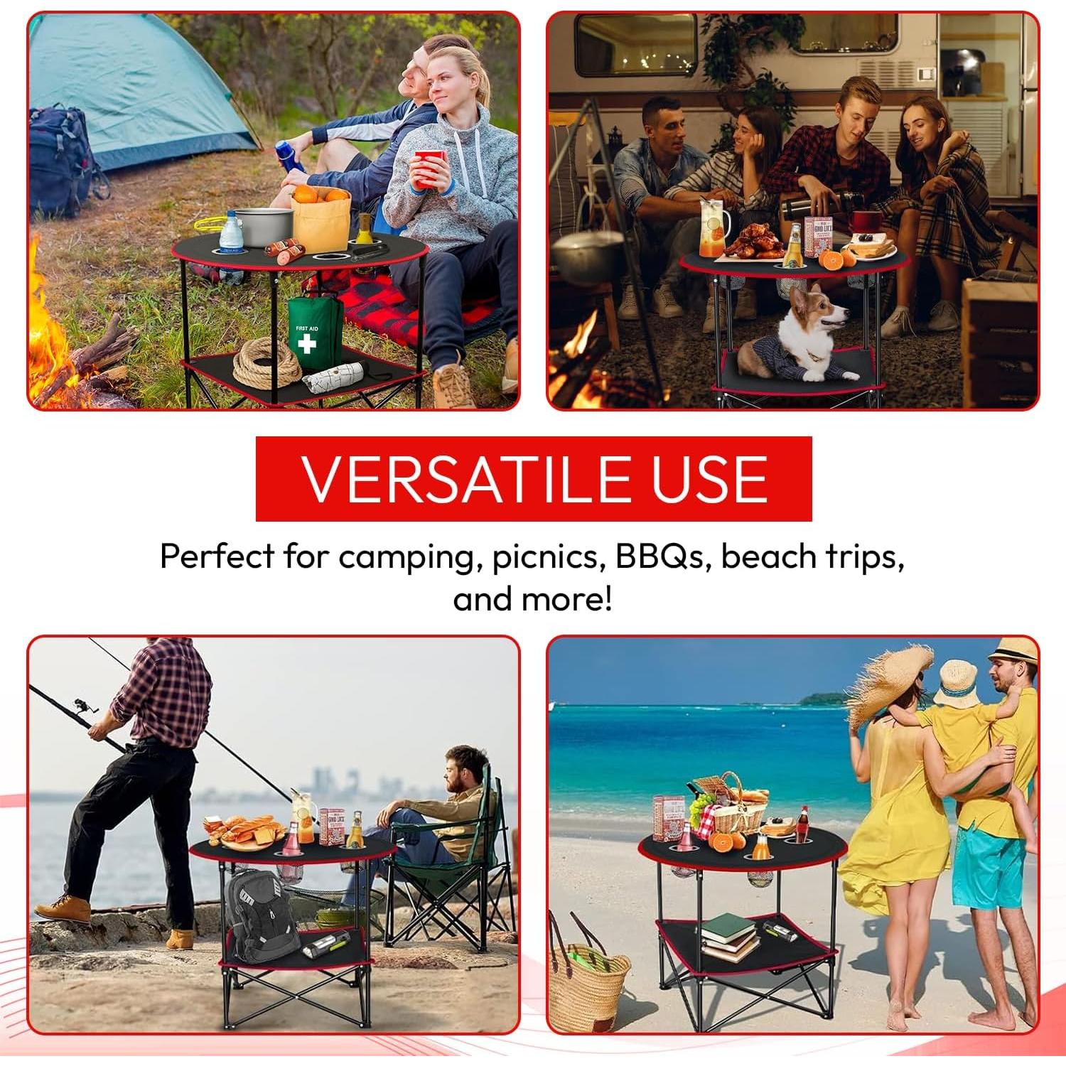 Mesa de Camping Plegable HavenCove 74x74cm 4 Personas