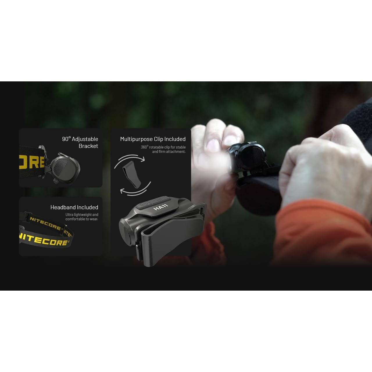 Nitecore HA11 Camping Headlamp, 240 Lumen Ultra Lightweight, use 1xAA Battery with Multi-Purpose Clip (Strap Headband)