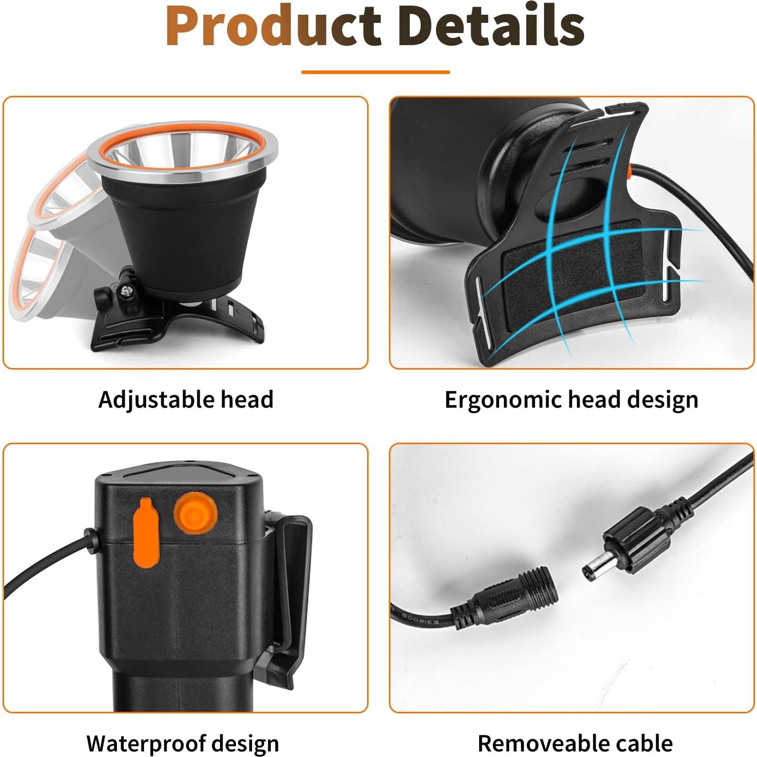 Lámpara Frontal LED Venlon 8401 Recargable Impermeable 18000mAh