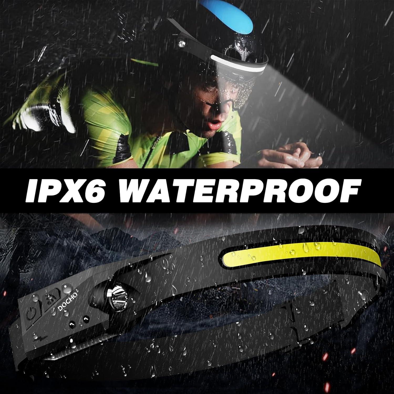 Linterna Frontal Recargable DOCHO 2PCS 230° LED 5 Modos