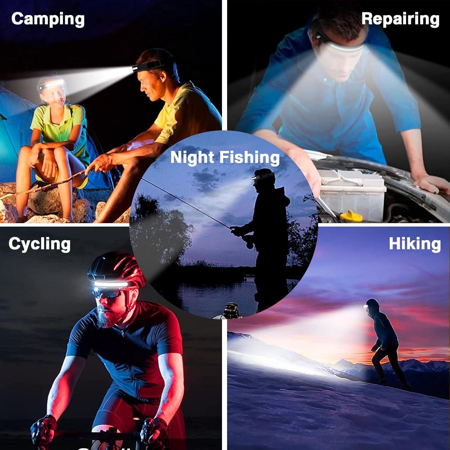 Linterna Frontal Recargable DOCHO 2PCS 230° LED 5 Modos